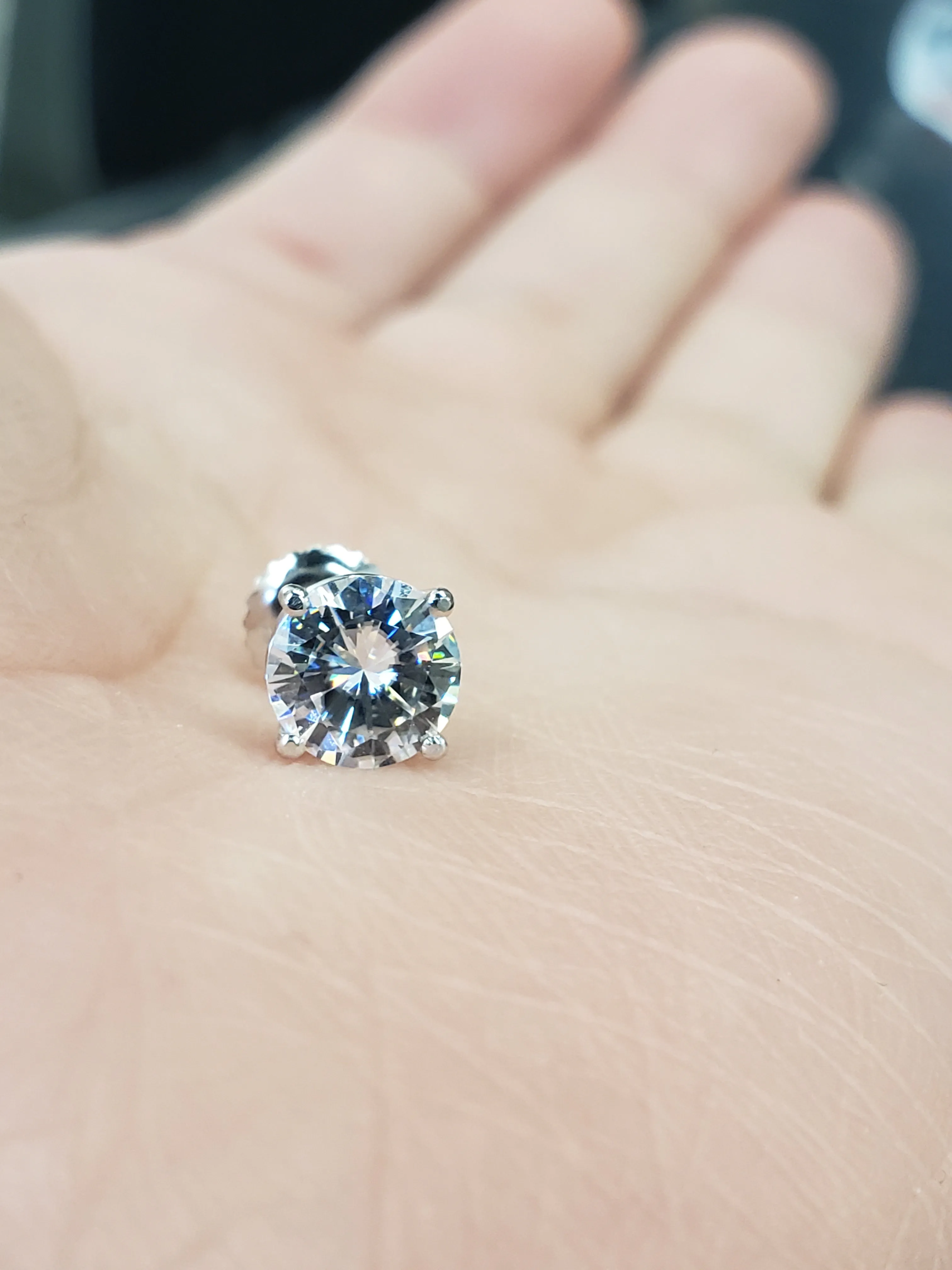 Moissanite Stud Earrings - Forever one DEF color - 3 sizes available