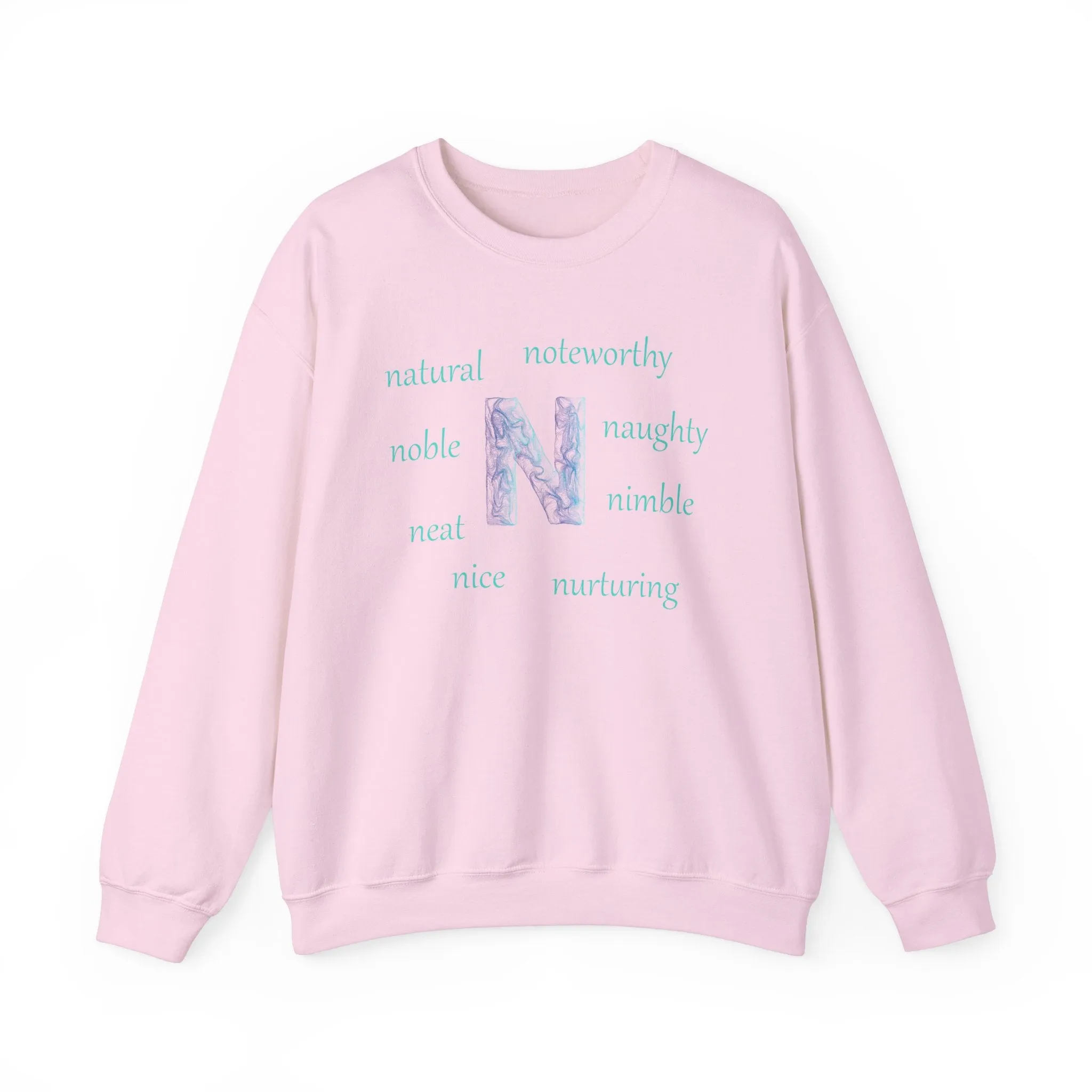 N Alphabet Sweatshirt, Alphabet Initial "N" Unisex Heavy Blend™ Optimistic, Motivational, Mental Health Crewneck Sweatshirt, Self-affirming Sweatshirt