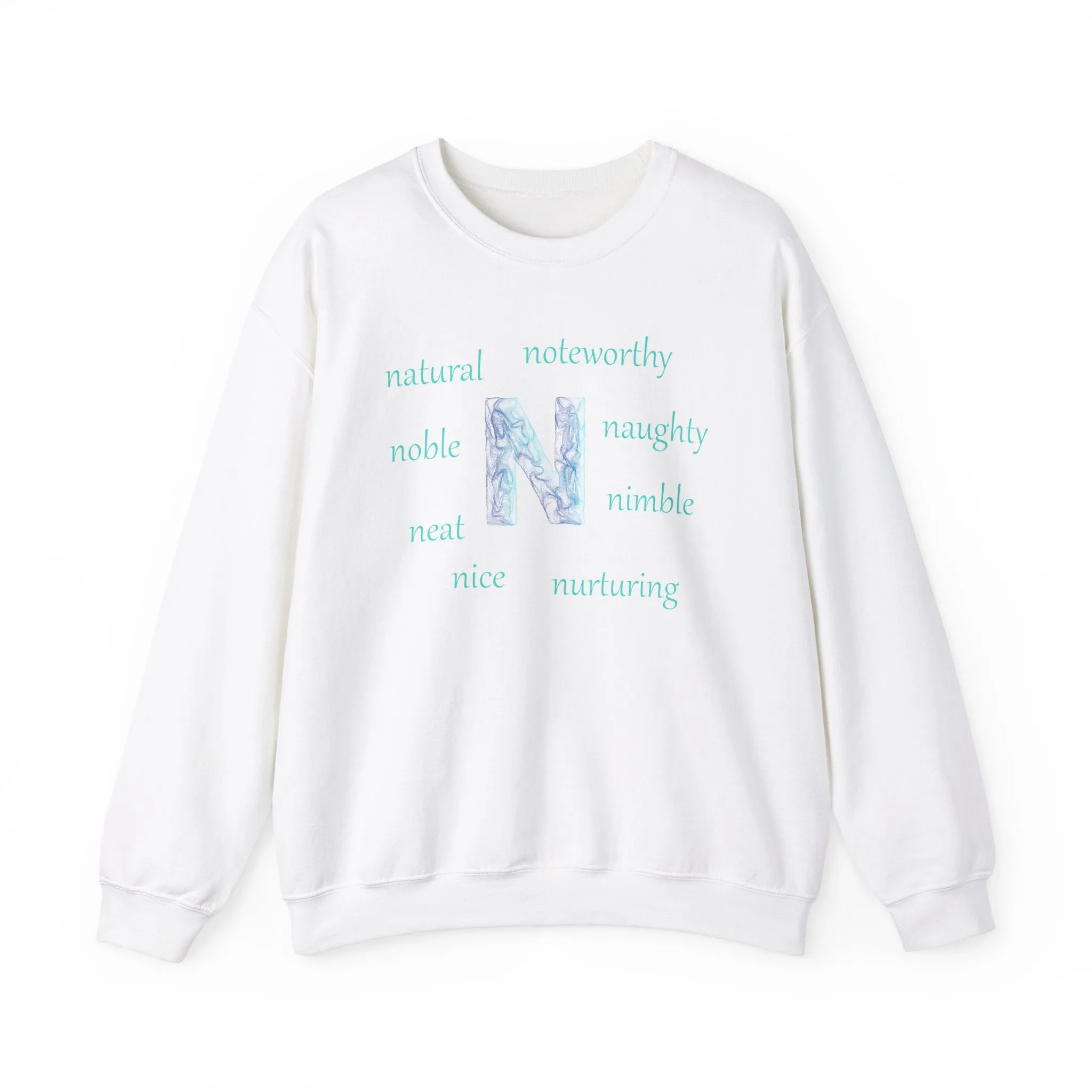 N Alphabet Sweatshirt, Alphabet Initial "N" Unisex Heavy Blend™ Optimistic, Motivational, Mental Health Crewneck Sweatshirt, Self-affirming Sweatshirt