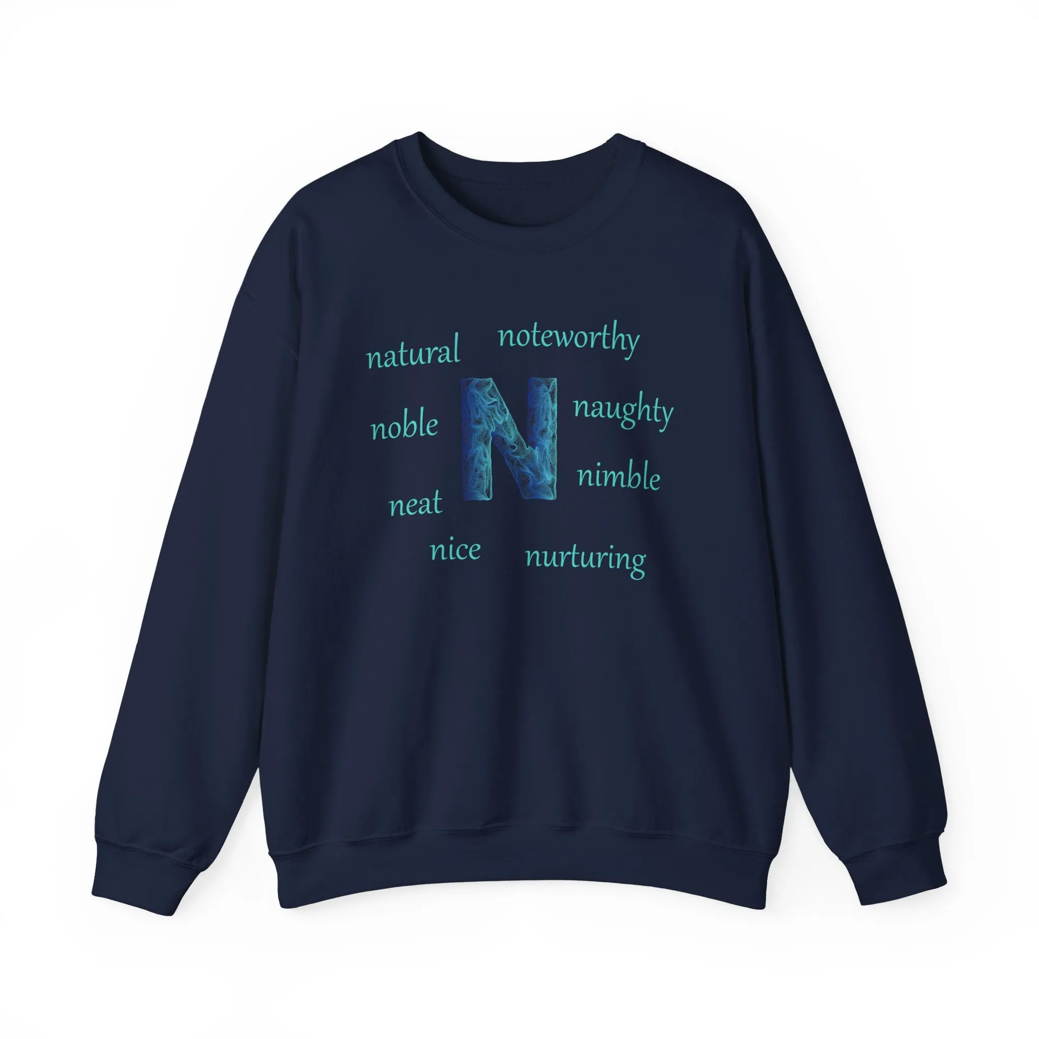 N Alphabet Sweatshirt, Alphabet Initial "N" Unisex Heavy Blend™ Optimistic, Motivational, Mental Health Crewneck Sweatshirt, Self-affirming Sweatshirt