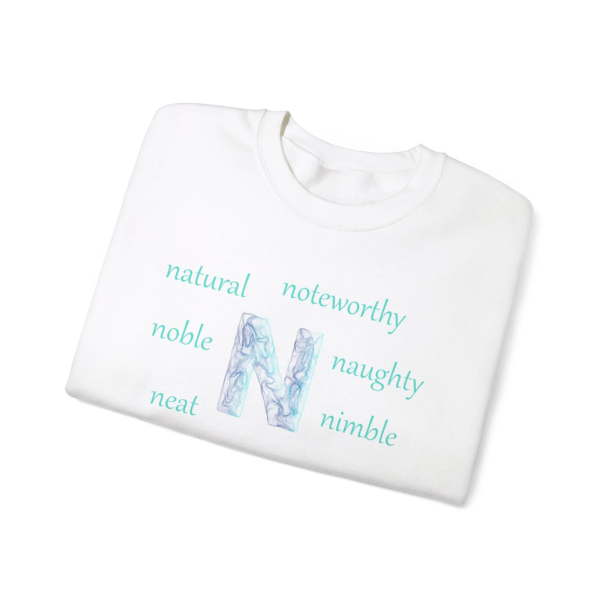 N Alphabet Sweatshirt, Alphabet Initial "N" Unisex Heavy Blend™ Optimistic, Motivational, Mental Health Crewneck Sweatshirt, Self-affirming Sweatshirt