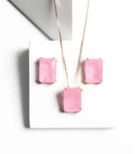 NECKLACE   EARRINGS SET RECTANGLE FUSION