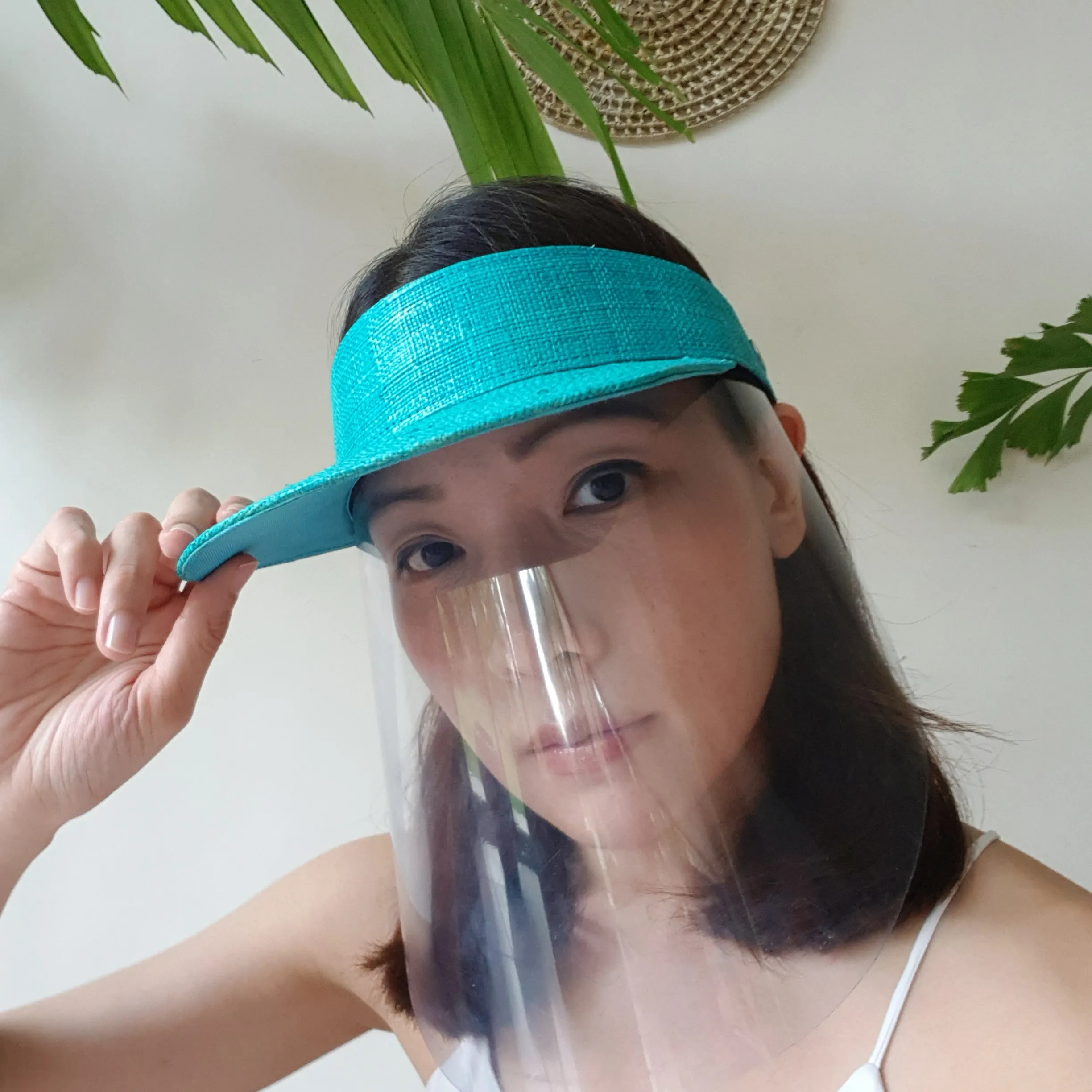 Raffia Visor   Face Shield (Turquoise)