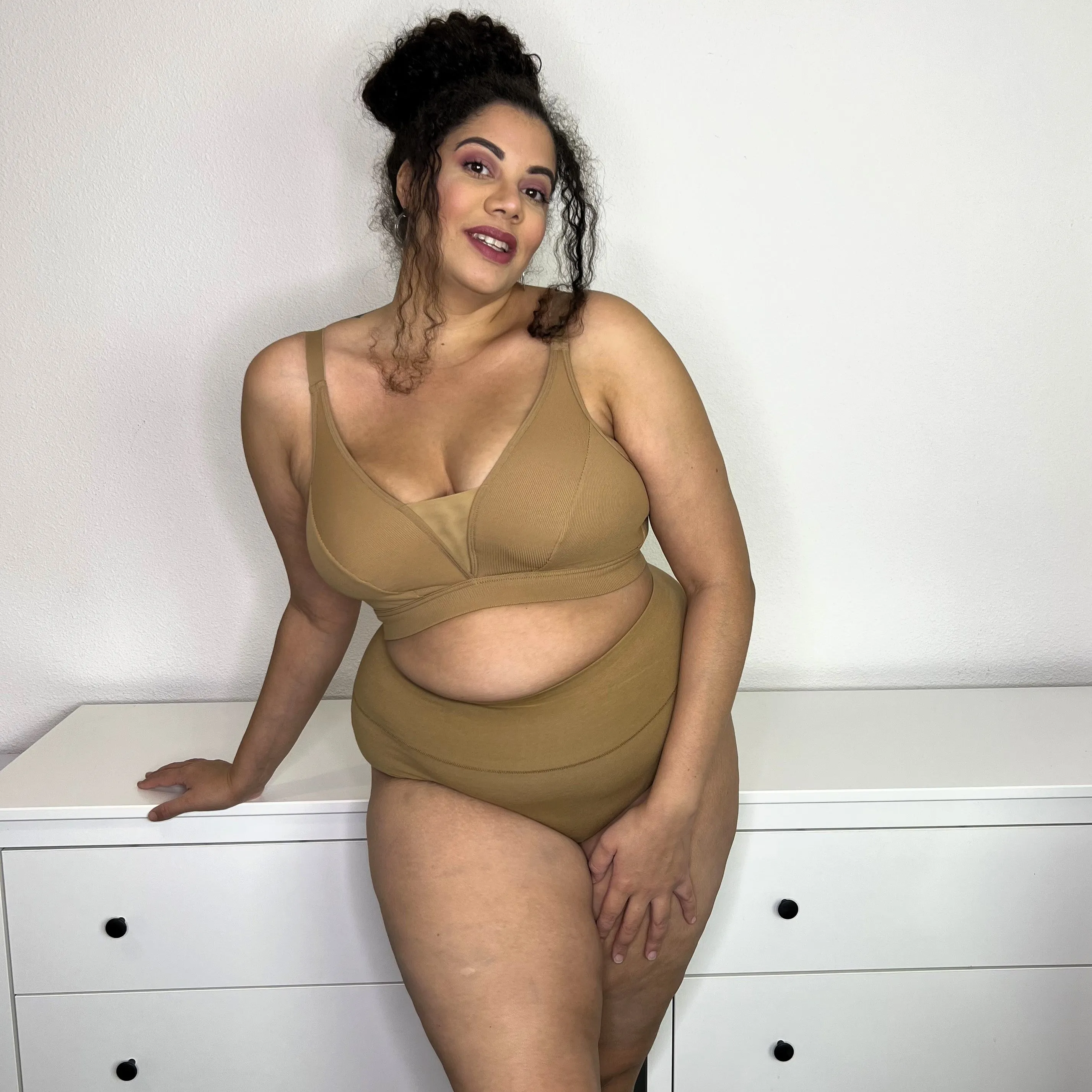 Ribbed Bra Full Cup - Caramel