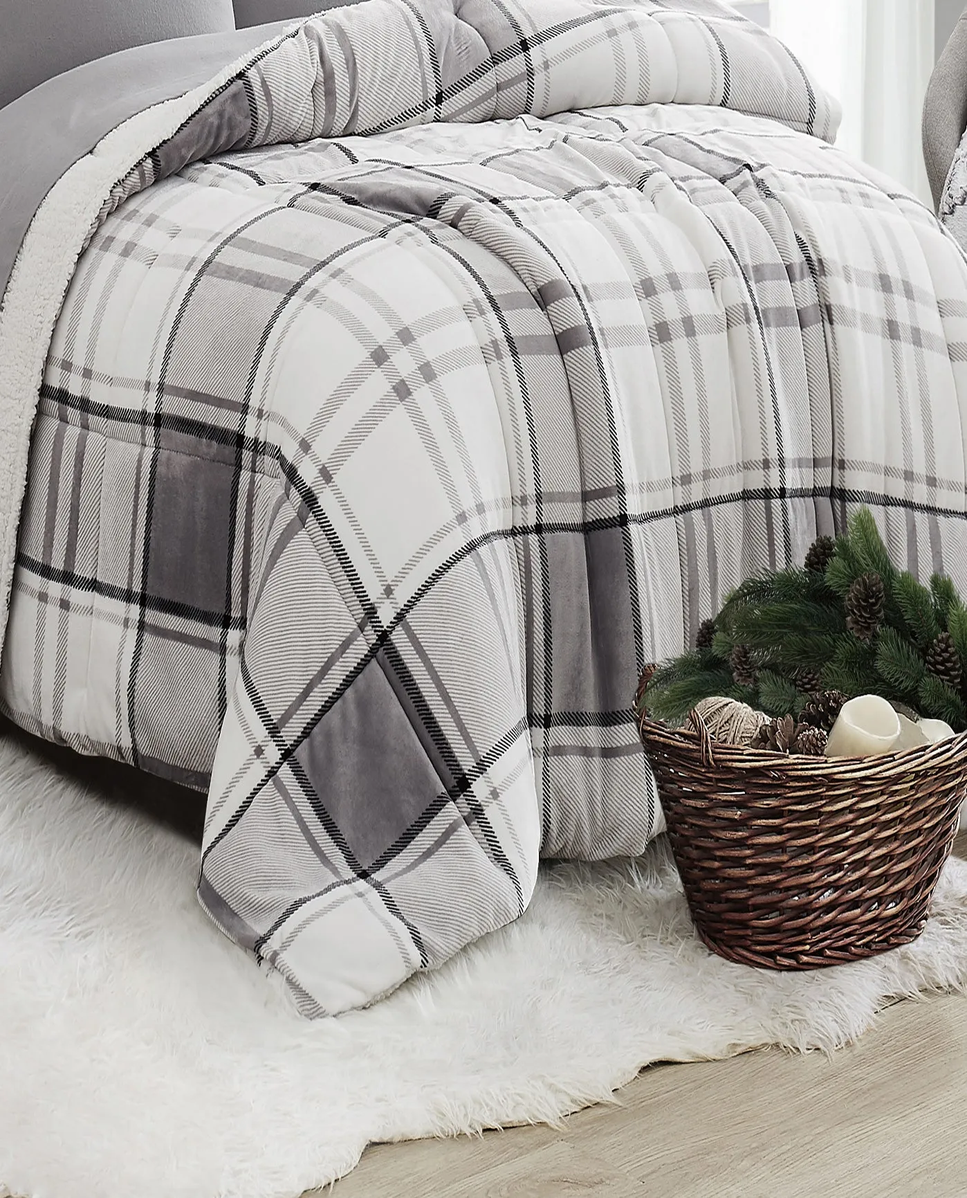 RONNIE PLAID 3 PIECE COMFORTER SET