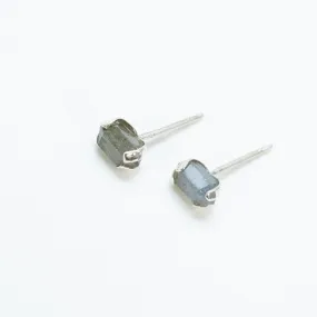 Silver Faceted Labradorite Studs