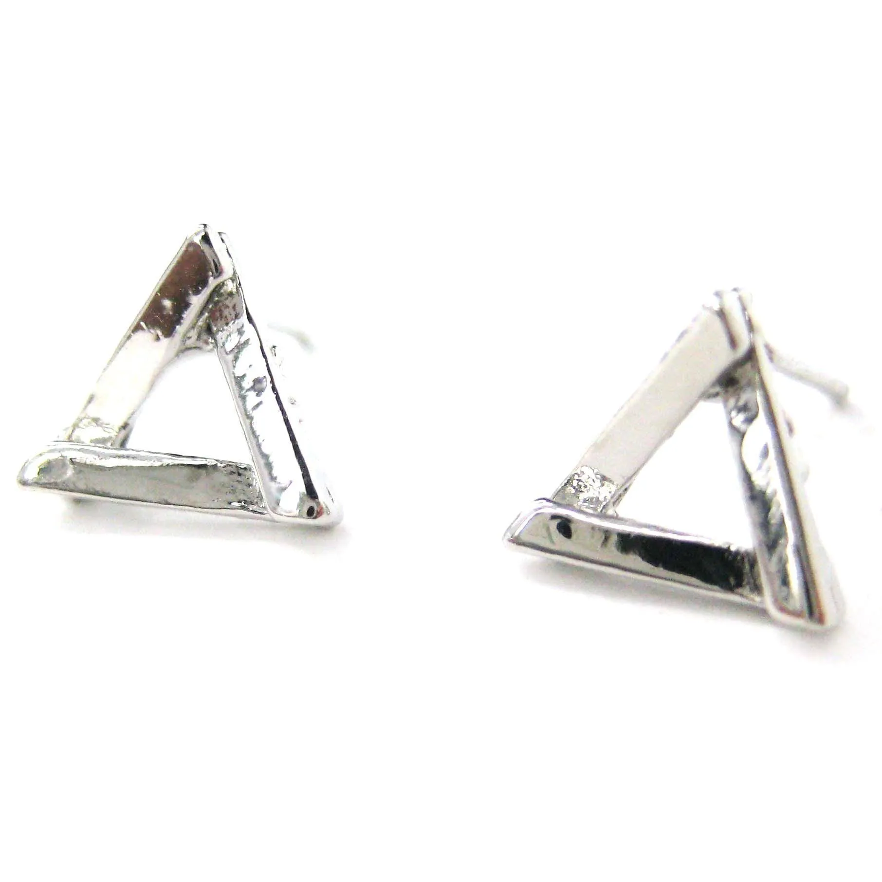 Small Geometric Triangular Stud Earrings in Silver | DOTOLY