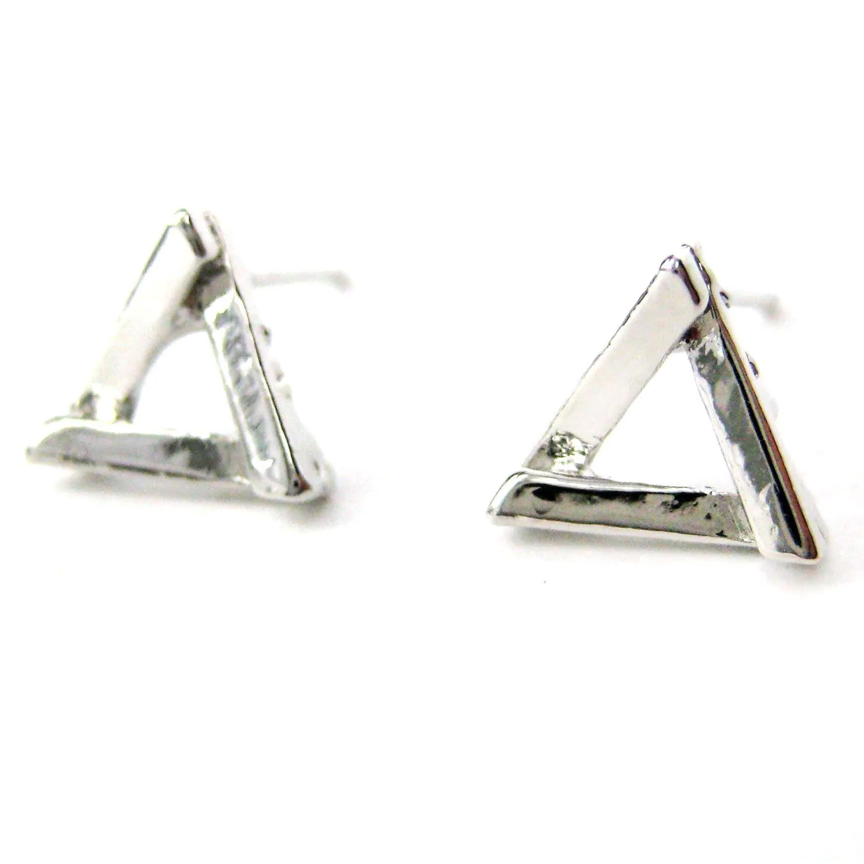 Small Geometric Triangular Stud Earrings in Silver | DOTOLY