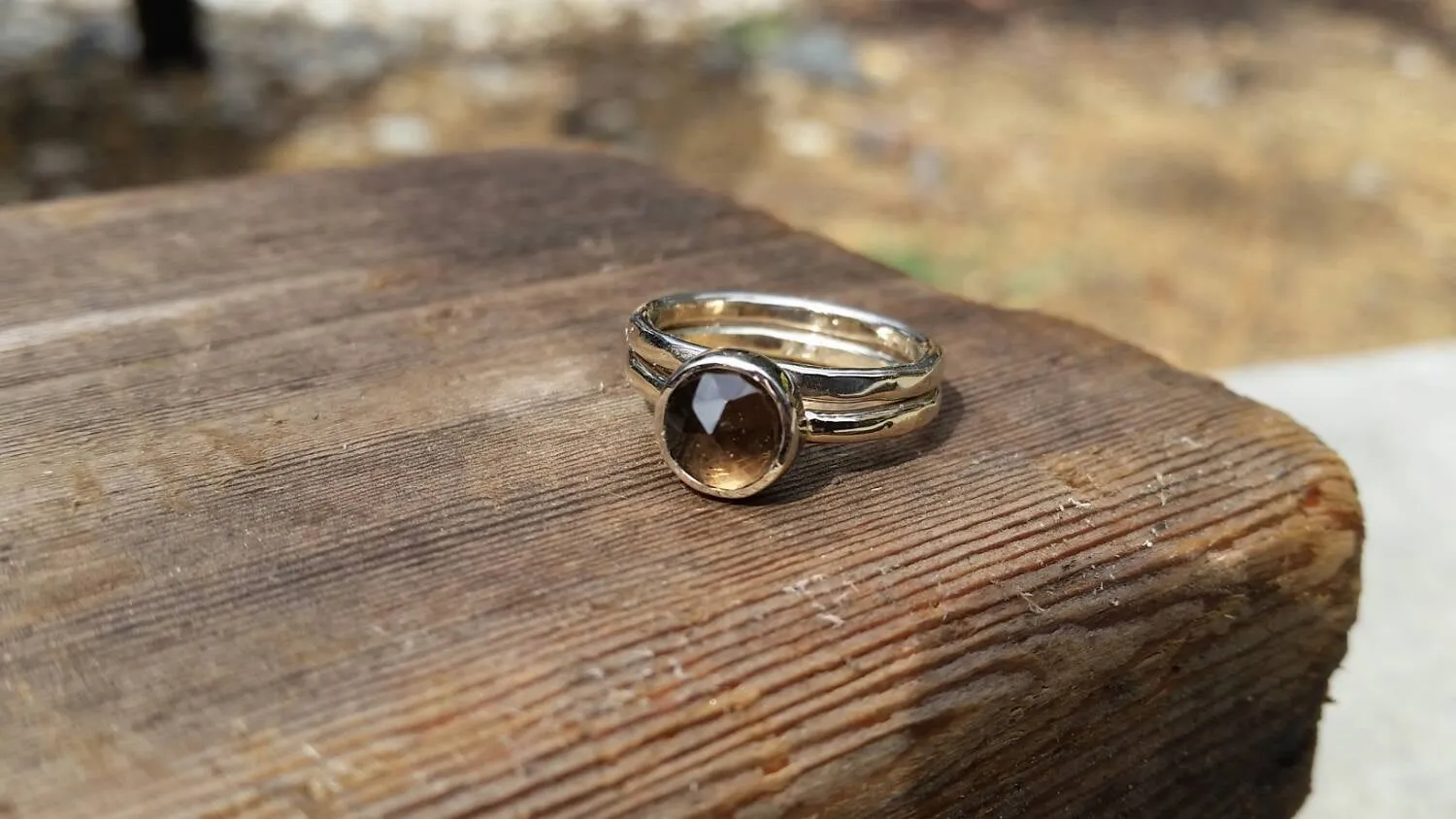 Smokey Quartz Stacking Ring - Solid White Gold Or Sterling Silver Option - Smoky Quartz Stackable Rings - Chocolate Brown Gemstone