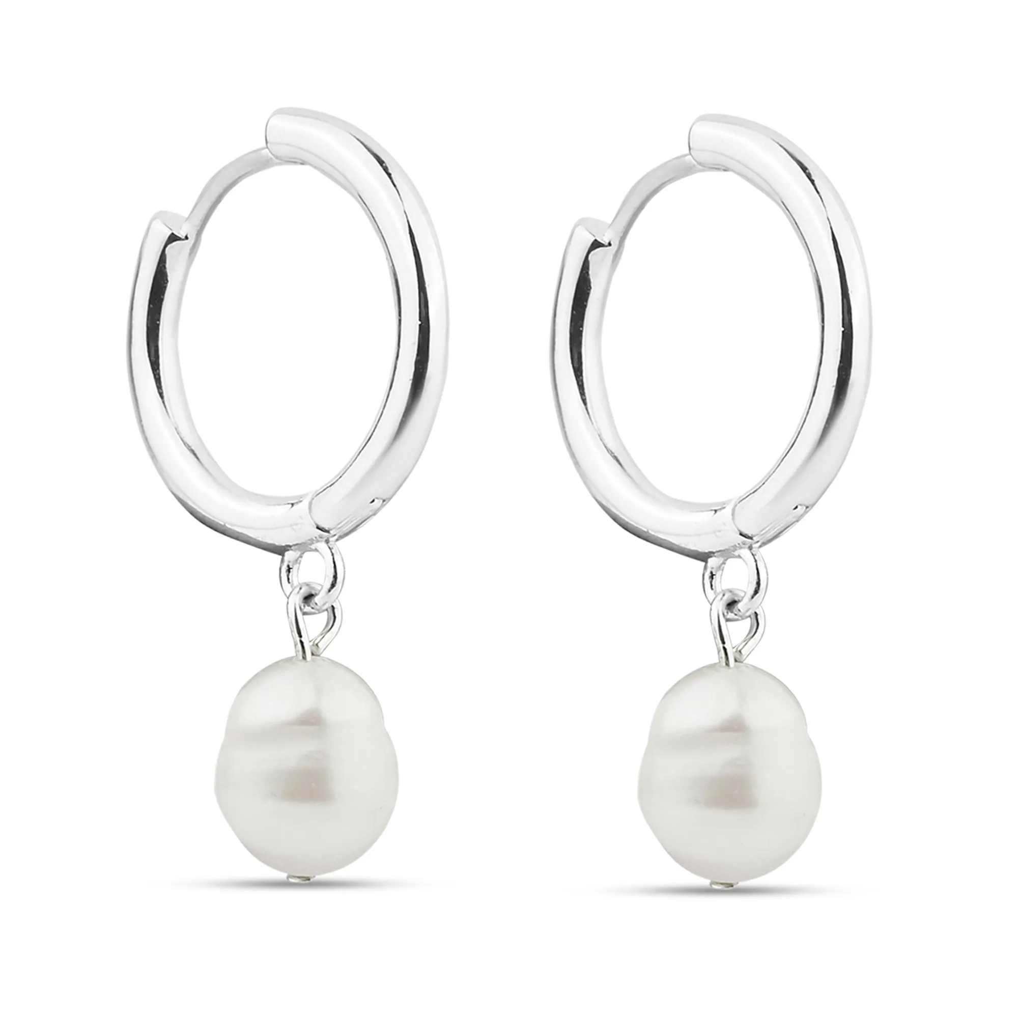 Sterling Silver-Plated Pearl Drop Earrings