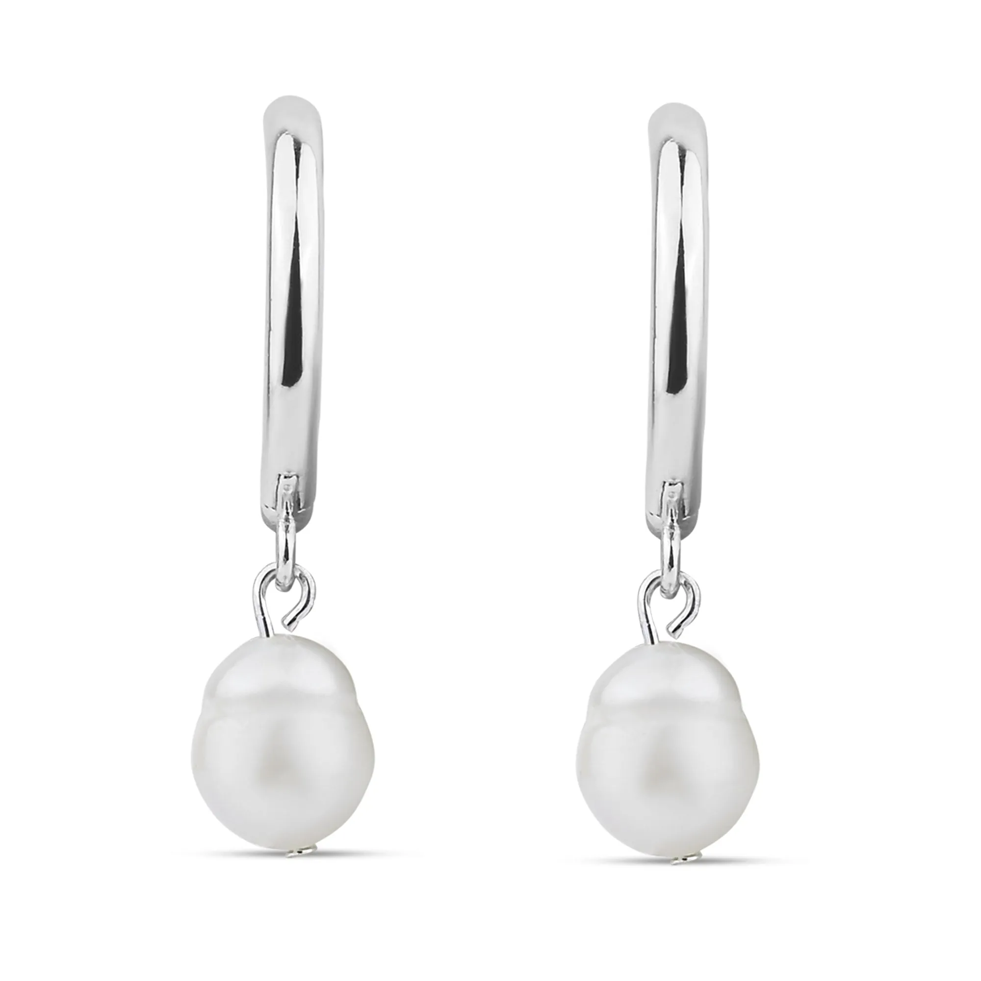 Sterling Silver-Plated Pearl Drop Earrings