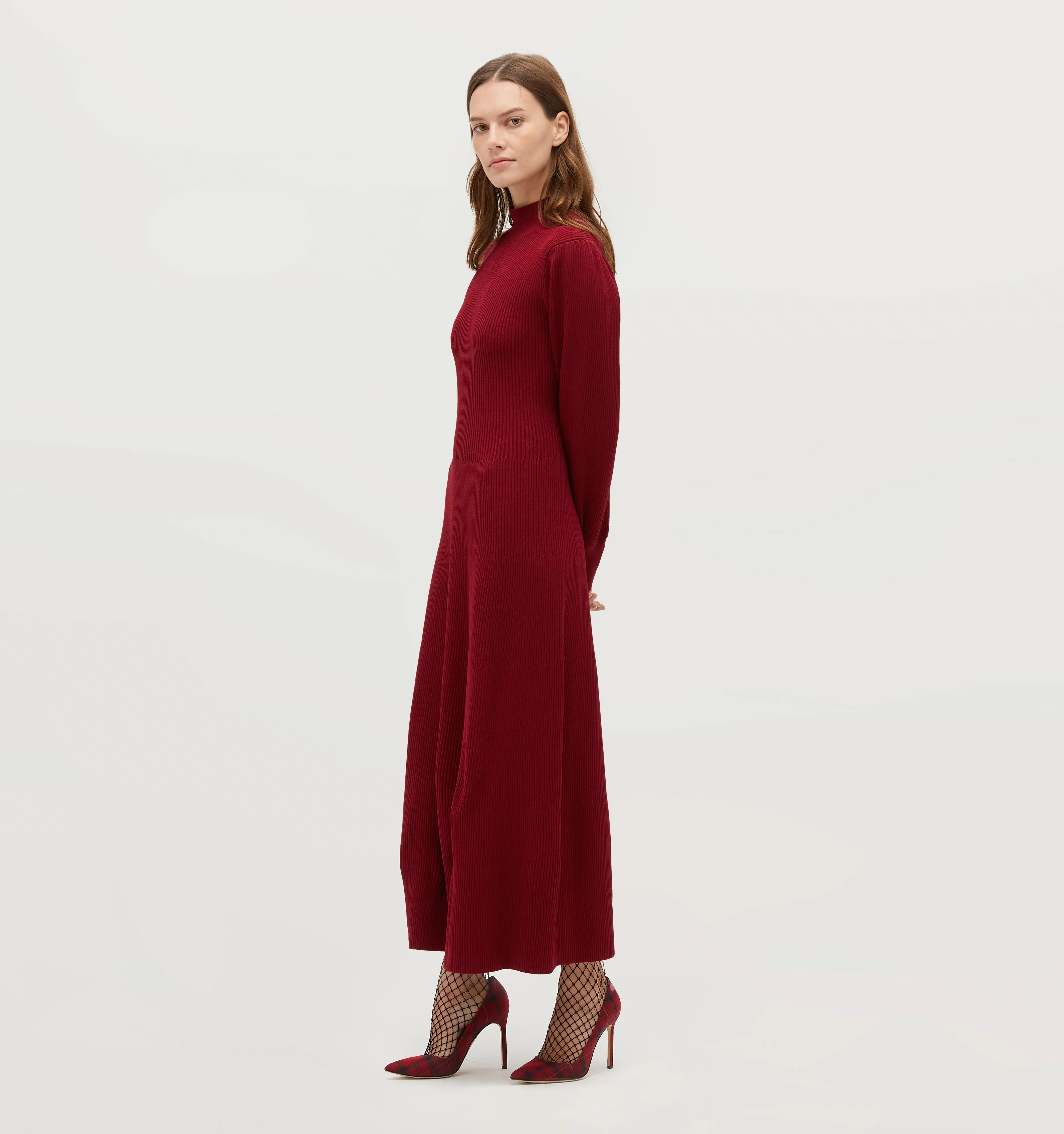 The Persephone Dress - Dark Cherry Rib Knit