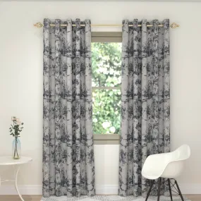 Toile Interlined Readymade Curtain - 90x90 - Navy