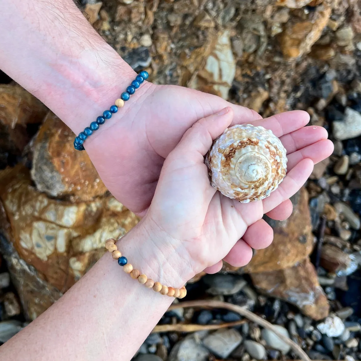 TWOgether Bracelet Pair: Apatite and Sandalwood