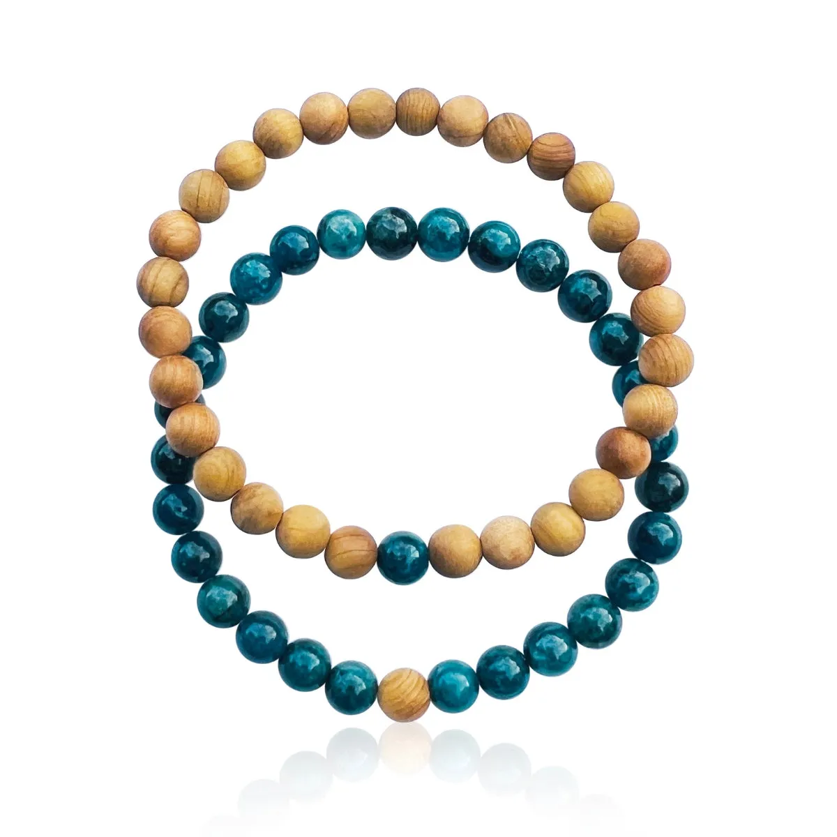 TWOgether Bracelet Pair: Apatite and Sandalwood