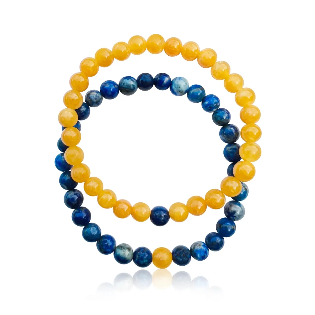 TWOgether Bracelet Pair: Lapis Lazuli and Honey Calcite