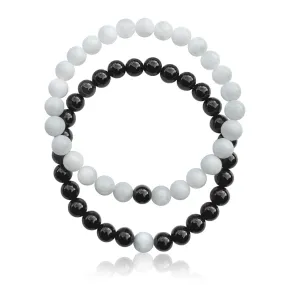 TWOgether Bracelet Pair: Onyx and Moonstone