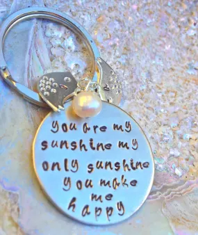 Valentine Gift, you are my sunshine my only only sunshine, mother daughter keychain, father daughter keychain, couples keychain