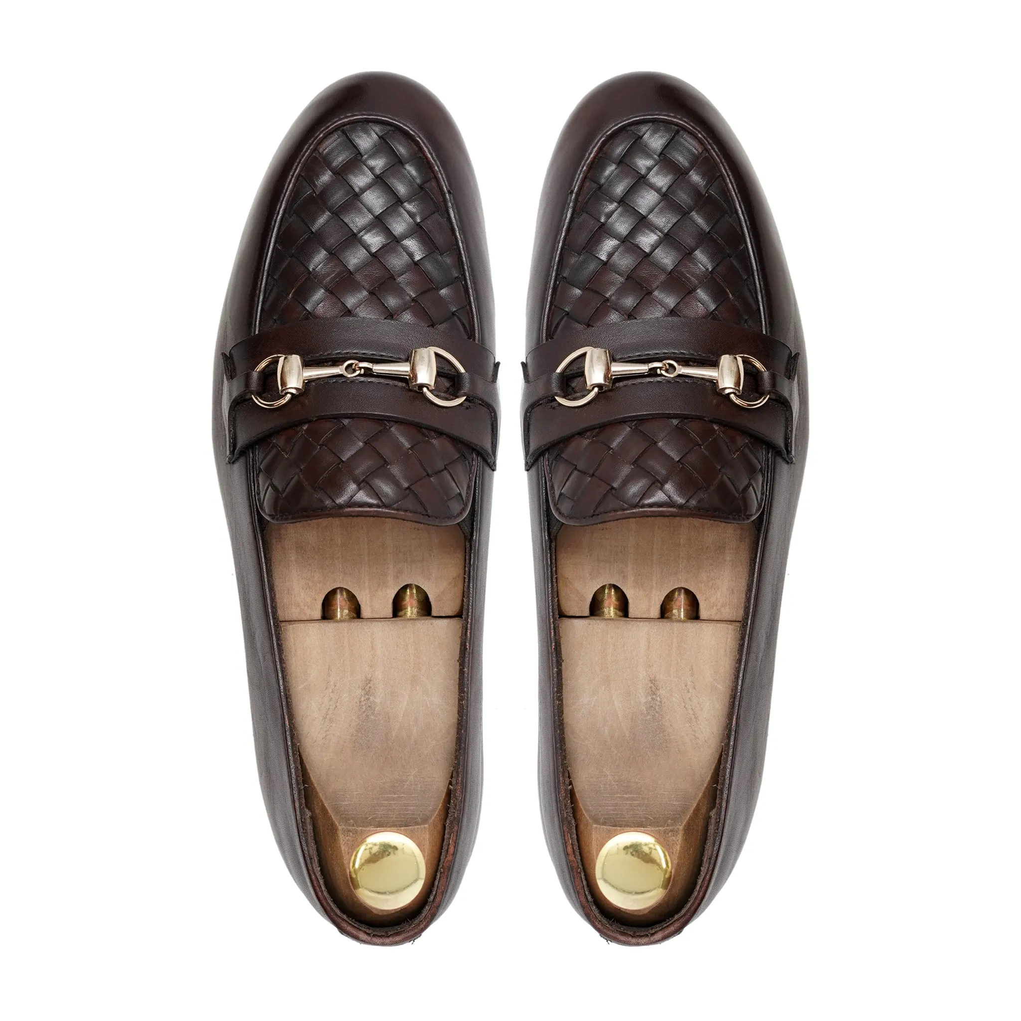 Windsorian - Men's Dark Brown Calf And Hand Woven Leather Loafer