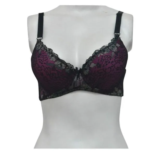 Women Underwired Bra Padded Bra Fancy Net Pushup Bra