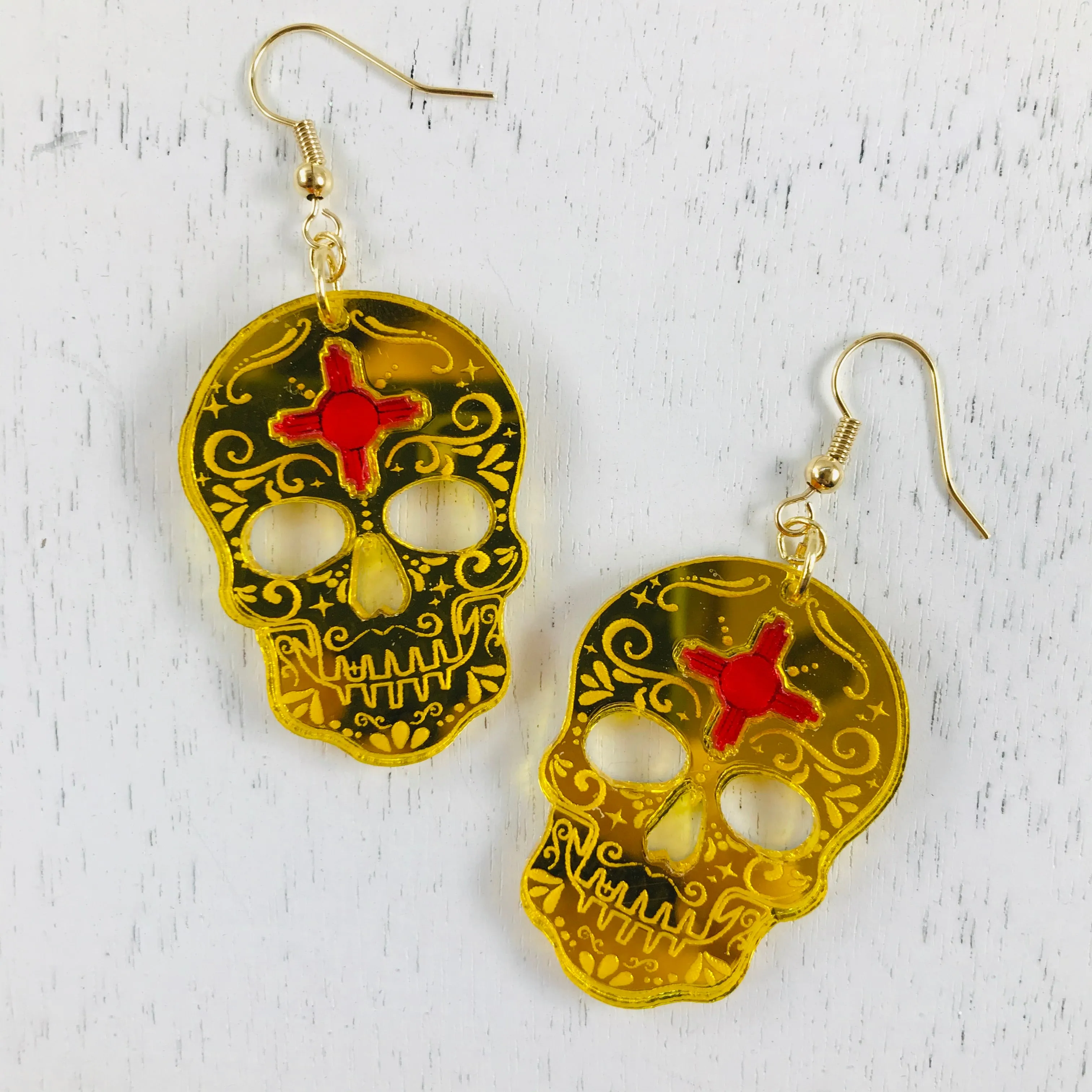 Zia Skull Mirror Earrings