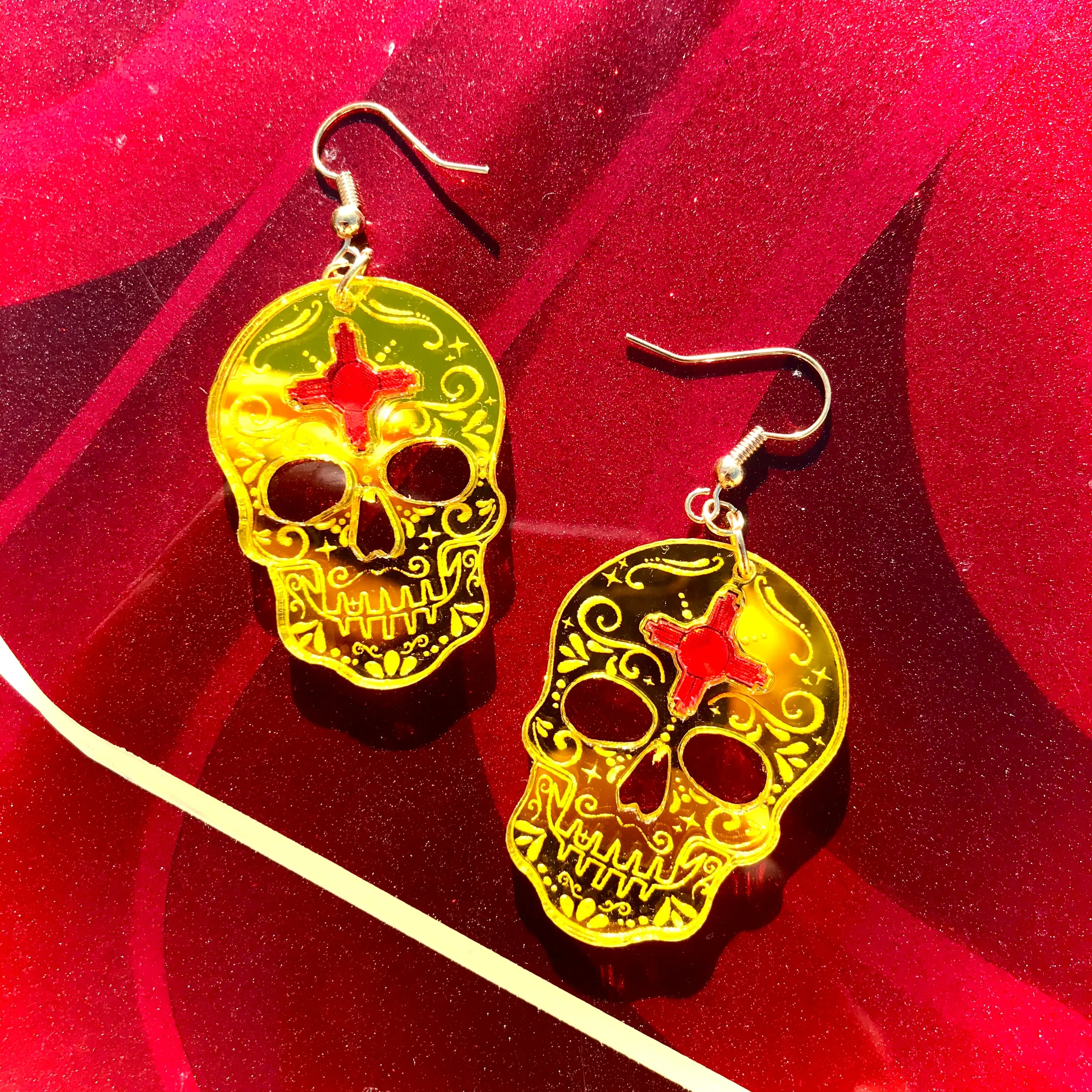 Zia Skull Mirror Earrings