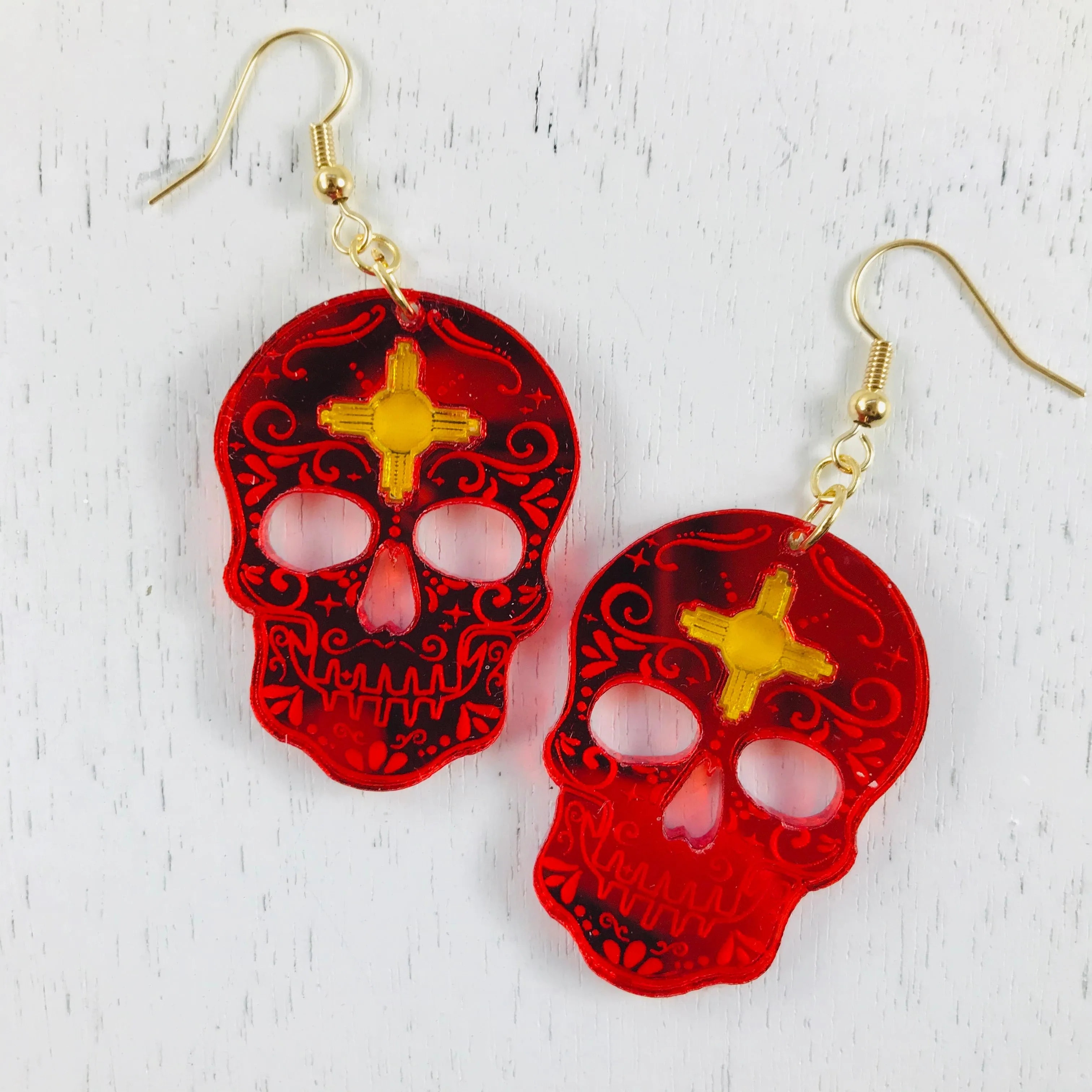 Zia Skull Mirror Earrings