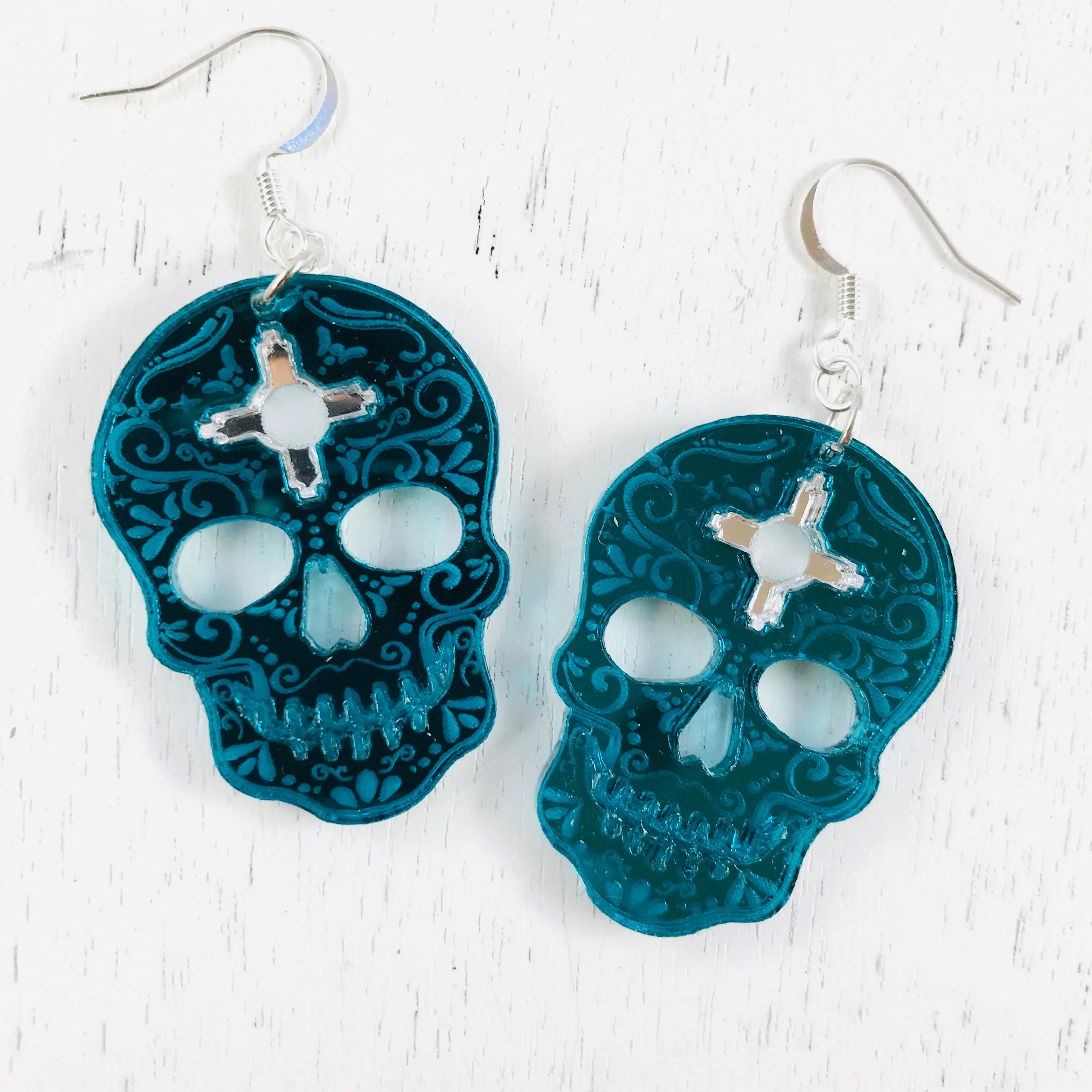 Zia Skull Mirror Earrings