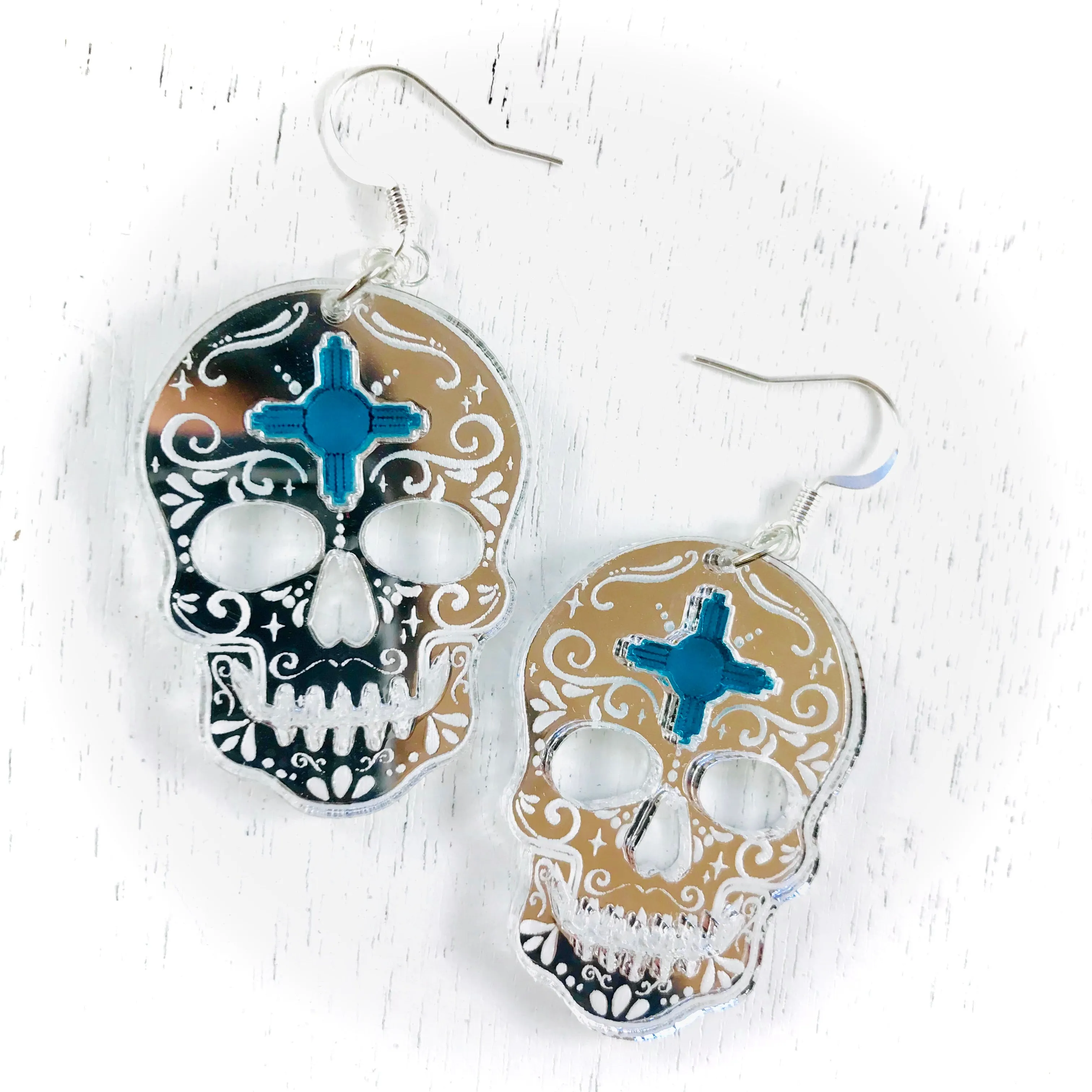 Zia Skull Mirror Earrings